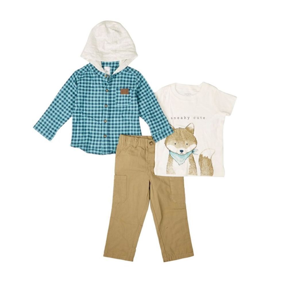 CARTER’S 3M BABY BOY Sneaky Cute 3-PC TOPS & BOTTOM PANTS SET - Picture 8 of 9